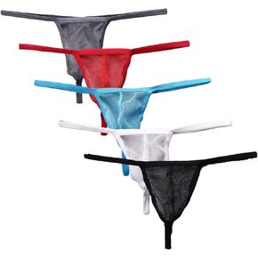 Detwen Men's Thongs Underwear See Through G-Strings Low Rise Sexy T Back Bikini in Saudi Arabia