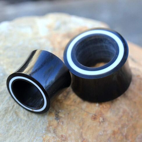 Organic Buffalo Horn Tunnel Plug with Bone Inlay in Saudi Arabia