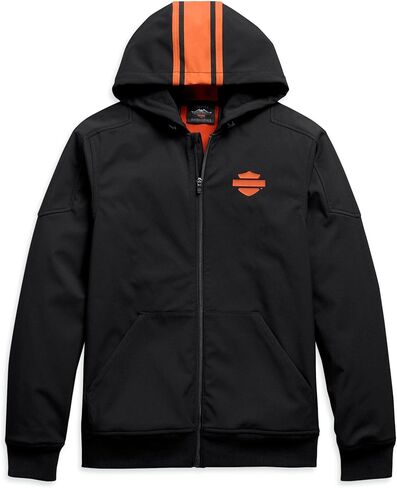 Harley-Davidson Men's Vertical Stripe Hooded Stretch Jacket, Black - 98408-20VM in Saudi Arabia