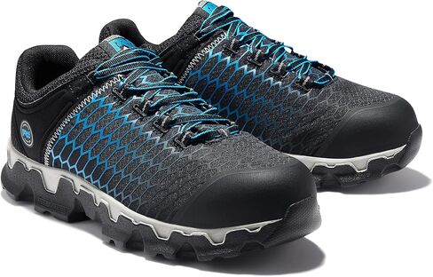 حذاء Timberland PRO الرجالي Powertrain Sport Alloy Safety Toe Electric Hazer Athletic Work Shoe، أسود من النايلون Ripstop مع أزرق، 9.5 عرض أمريكي in Saudi Arabia