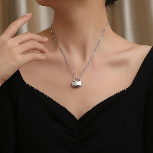 VIUJUH Cremation Urn Necklace for Ashes Urn Jewelry,Forever in My Heart Carved Locket,Stainless Steel Keepsake Waterproof Memorial Pendant for mom & dad Free Filling Kit in Kuwait