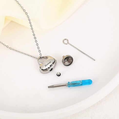 VIUJUH Cremation Urn Necklace for Ashes Urn Jewelry,Forever in My Heart Carved Locket,Stainless Steel Keepsake Waterproof Memorial Pendant for mom & dad Free Filling Kit in Kuwait