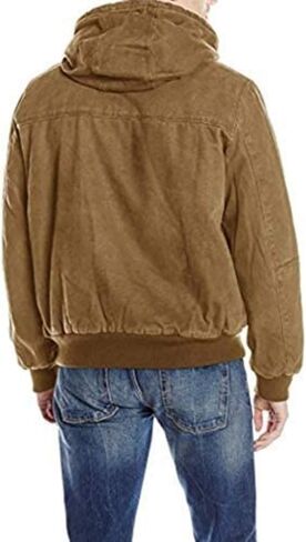 G.H. Bass & Co. Men's Cotton Canvas Bomber with Buffalo Plaid Flannel Sherpa Hood in Kuwait