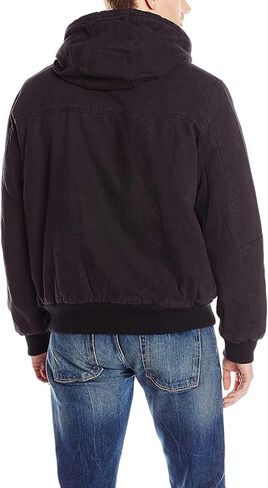 G.H. Bass & Co. Men's Cotton Canvas Bomber with Buffalo Plaid Flannel Sherpa Hood in Kuwait