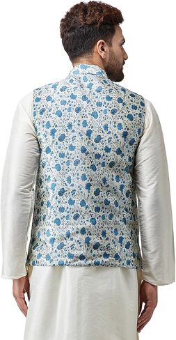 Sojanya (Since 1958, Men's Silk Blend Printed ONLY Nehru Jacket in Saudi Arabia