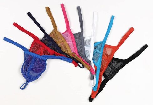 Detwen Men's Thongs Underwear See Through G-Strings Low Rise Sexy T Back Bikini in Saudi Arabia