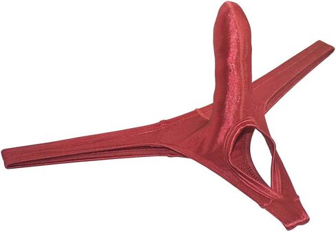 Jaxu Sexy Men's Long Bulge Pouch Thong Underwear Balls Out Shiny T-back Soft & Stretchy G-string in Kuwait