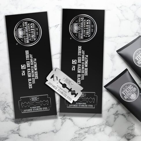 50 Count Double Edge Razor Blades - Men's Safety for Shaving Platinum Japanese Stainless Steel a Smooth, Precise and Clean Shave in Kuwait