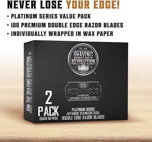 50 Count Double Edge Razor Blades - Men's Safety for Shaving Platinum Japanese Stainless Steel a Smooth, Precise and Clean Shave in Kuwait