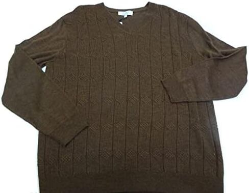 Turnbury Mens V-Neck Merino Blend Cable Pullover Sweater Brick in Saudi Arabia