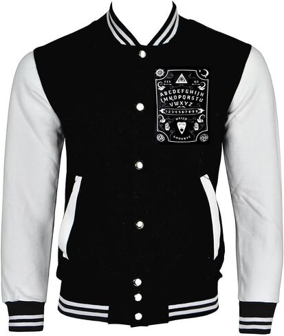 Ouija Board Varsity Mens Goth Emo Occult Cotton Bomber Jacket with Large Print in Saudi Arabia