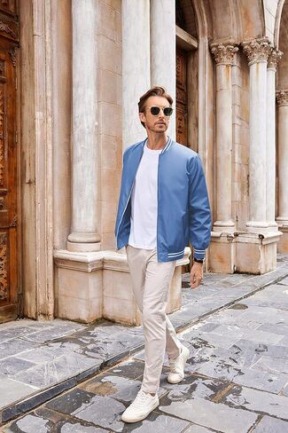 سترات منفوخة للرجال من COOFANDY سترة واقية خفيفة الوزن بسحاب كامل سترة اسكواش غير رسمية للربيع والخريف معطف نشط ملابس خارجية in Kuwait