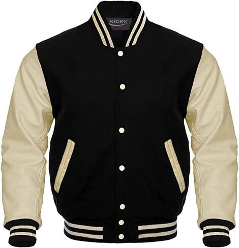 Varsity Jacket Letterman Baseball Jacket Wool body and Cowhide Leather Sleeves 40 Color Options in Saudi Arabia