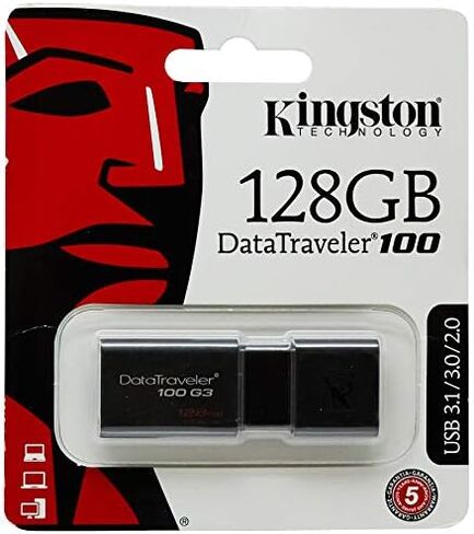 Kingston 128GB DataTraveler 100 G3 USB 3.0 قراءة 100 ميجابايت/ثانية، كتابة 10 ميجابايت/ثانية (DT100G3/128 جيجابايت) in Kuwait