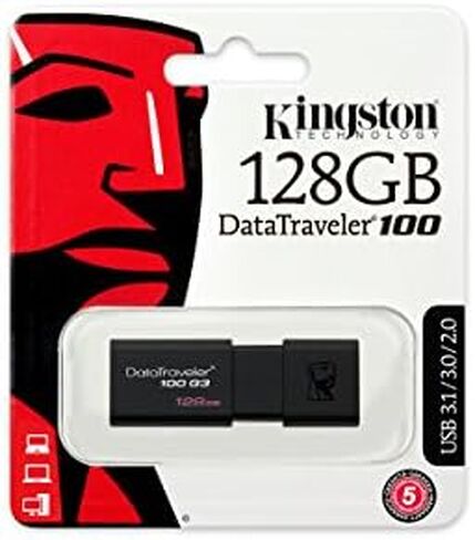 Kingston 128GB DataTraveler 100 G3 USB 3.0 قراءة 100 ميجابايت/ثانية، كتابة 10 ميجابايت/ثانية (DT100G3/128 جيجابايت) in Kuwait