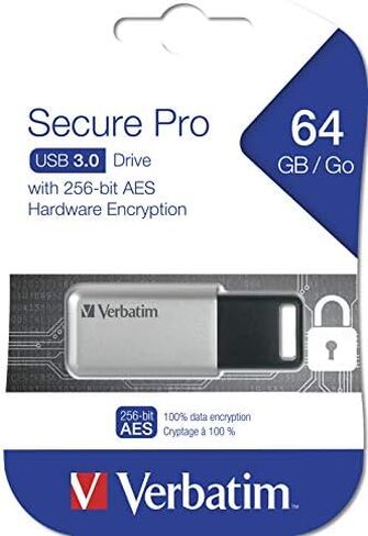 فيرباتيم ذاكرة فلاش ستور اند جو سيكيور برو USB 3.0 سعة 128 جيجابايت، فضي in Kuwait