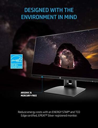 HP VH240a 23.8-Inch Full HD 1080p IPS LED Monitor with Built-In Speakers and VESA Mounting, Rotating Portrait & Landscape, Tilt, and HDMI & VGA Ports (1KL30AA) - Black in Kuwait