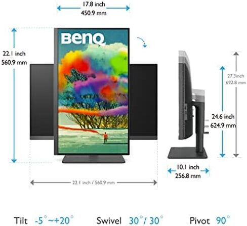 BenQ PD2706QN 27" 2K QHD (2560x1440) Mac-Ready Monitors, IPS, 95% P3, 100% sRGB/Rec.709, Uniformity, 90W USB-C, 100Hz, Factory-Calibrated, Daisy Chain(MST), Anti-Glare Nano Matte, Height Adjustable in Saudi Arabia