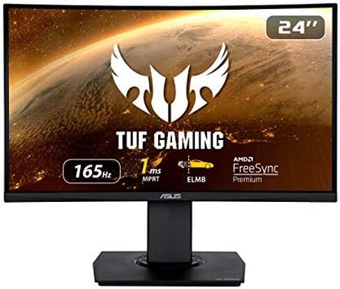 ASUS TUF Gaming 23.6" 1080P Curved Monitor (VG24VQR) - Full HD, 165Hz, 1ms, Extreme Low Motion Blur, Speaker, Adaptive-Sync, FreeSync Premium, Shadow Boost, VESA Mountable, DisplayPort, HDMI in Saudi Arabia