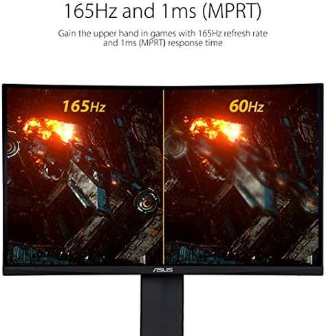 ASUS TUF Gaming 23.6" 1080P Curved Monitor (VG24VQR) - Full HD, 165Hz, 1ms, Extreme Low Motion Blur, Speaker, Adaptive-Sync, FreeSync Premium, Shadow Boost, VESA Mountable, DisplayPort, HDMI in Saudi Arabia