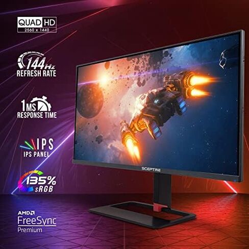 Sceptre 27-inch IPS 2K Gaming Monitor QHD 2560 x 1440p HDR400 up to 165Hz 1ms AMD FreeSync Premium DisplayPort HDMI 100% sRGB, Build-in Speakers Machine Black (E275B-QPD168) in Saudi Arabia