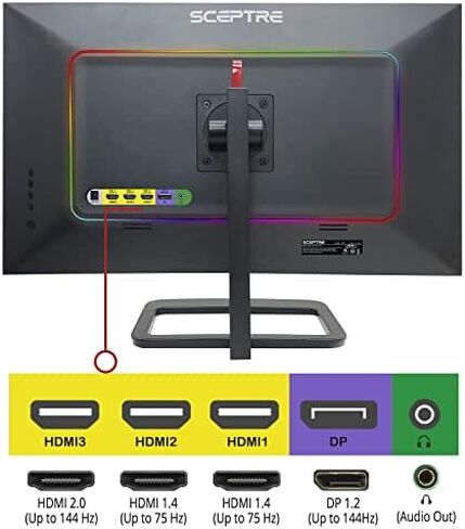 Sceptre 27-inch IPS 2K Gaming Monitor QHD 2560 x 1440p HDR400 up to 165Hz 1ms AMD FreeSync Premium DisplayPort HDMI 100% sRGB, Build-in Speakers Machine Black (E275B-QPD168) in Saudi Arabia