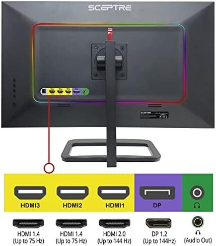 Sceptre 27-inch IPS 2K Gaming Monitor QHD 2560 x 1440p HDR400 up to 165Hz 1ms AMD FreeSync Premium DisplayPort HDMI 100% sRGB, Build-in Speakers Machine Black (E275B-QPD168) in Saudi Arabia