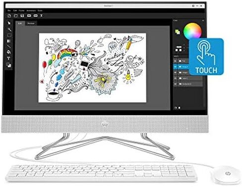HP 24-inch All-in-One Touchscreen Desktop Computer, AMD Ryzen 5 4500U Processor, 12 GB RAM, 512 GB SSD, Windows 10 Home (24-dp0160, Silver) in Kuwait