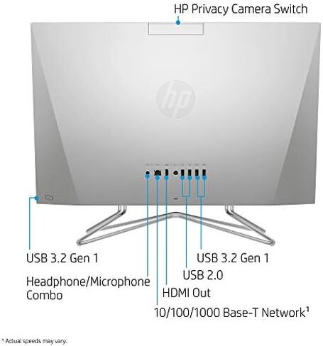 HP 24-inch All-in-One Touchscreen Desktop Computer, AMD Ryzen 5 4500U Processor, 12 GB RAM, 512 GB SSD, Windows 10 Home (24-dp0160, Silver) in Kuwait