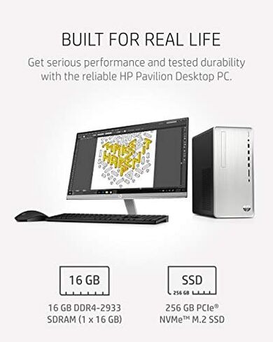 HP Pavilion Desktop PC, 11th Gen Intel Core i7-11700 Processor, 16 GB RAM, 256 GB SSD, 1 TB SATA Hard Drive, Windows 11, Wi-Fi 6 & Bluetooth 5.0 Combo, 9 USB Ports, Sleek Tower (TP01-2070, 2021) in Saudi Arabia