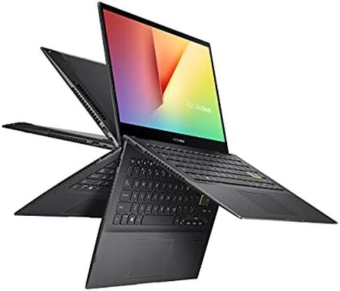 ASUS VivoBook Flip 14 Thin and Light 2-in-1 Laptop, 14” FHD Touch, 11th Gen Intel Core i3-1115G4, 4GB RAM, 128GB SSD, Thunderbolt 4, Fingerprint, Windows 10 Home in S Mode, Indie Black, TP470EA-AS34T in Kuwait
