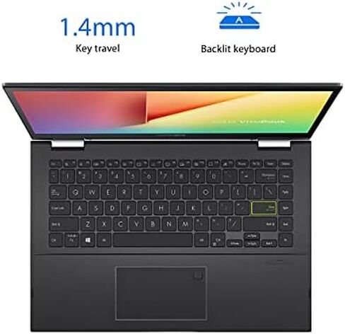 ASUS VivoBook Flip 14 Thin and Light 2-in-1 Laptop, 14” FHD Touch, 11th Gen Intel Core i3-1115G4, 4GB RAM, 128GB SSD, Thunderbolt 4, Fingerprint, Windows 10 Home in S Mode, Indie Black, TP470EA-AS34T in Kuwait