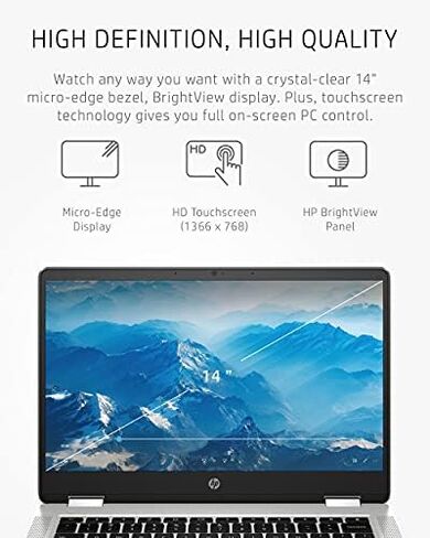 كمبيوتر محمول HP Chromebook x360 14، معالج Intel Celeron، ذاكرة وصول عشوائي 4 جيجابايت، 32 جيجابايت eMMC، شاشة 14 بوصة عالية الدقة (1366 × 768)، نظام تشغيل Chrome، كاميرا ويب وميكروفونات مزدوجة، العمل، الترفيه، المدرسة، عمر بطارية طويل (14a-ca0040nr، 2021 in Kuwait