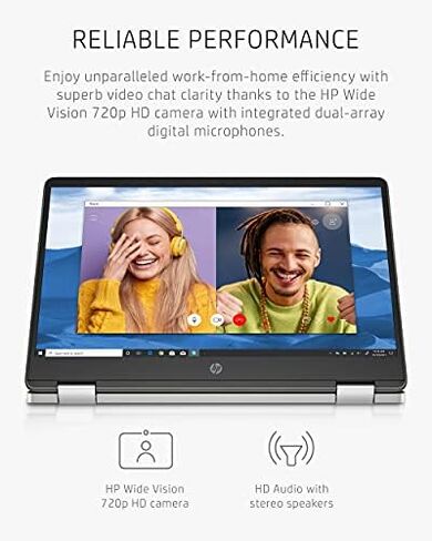 كمبيوتر محمول HP Chromebook x360 14، معالج Intel Celeron، ذاكرة وصول عشوائي 4 جيجابايت، 32 جيجابايت eMMC، شاشة 14 بوصة عالية الدقة (1366 × 768)، نظام تشغيل Chrome، كاميرا ويب وميكروفونات مزدوجة، العمل، الترفيه، المدرسة، عمر بطارية طويل (14a-ca0040nr، 2021 in Kuwait