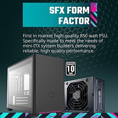وحدة تبريد ماستر V850 SFX ذهبية كاملة، 850 وات، 80+ كفاءة ذهب، تتضمن دعامة ATX، مروحة FFDB هادئة، عامل شكل SFX، ضمان لمدة 10 سنوات in Kuwait