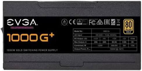 EVGA SuperNOVA 1000 G+, 80 Plus Gold 1000W, Fully Modular, FDB Fan, 10 Year Warranty, Includes Power ON Self Tester, Power Supply 120-GP-1000-X1 in Saudi Arabia