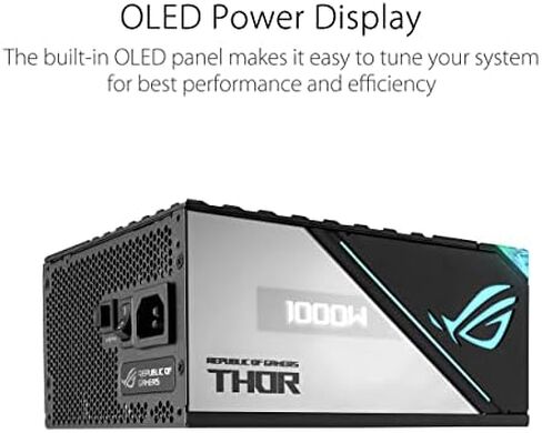 ASUS ROG Thor 1000W Platinum II Fully Modular Power Supply (1000 Watt, 80+ Platinum, Lambda A++ Certified, ROG Heatsinks, 135mm PWM Fan, 0dB Mode, OLED Panel, Sleeved Cables, Aura Sync) in Saudi Arabia