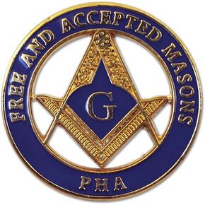 دبوس طية صدر ماسوني دائري بلون ازرق وذهبي من برينس هول (PHA) - قطر 1 انش, 1" Diameter, معدن, ان ايه in Kuwait