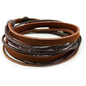 FRD.2Y Genuine Leather Bracelet for Women & Men,Unisex Multilayer Leather Adjustable Bracelet Cuff Wrap Multicolor Rope Wristband in Saudi Arabia