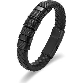 shajwo Cremation Jewelry Urn Bracelet for Ashes for Women Men Keepsake Memorial Cuff Bangle Braided Leather Wristband Bracelet