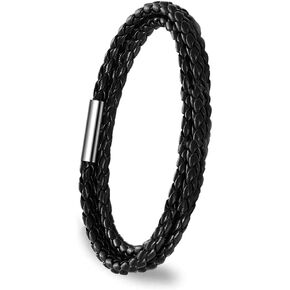 ShineSand Personalized Mens Leather Bracelet with Custom Beads, Customized Braid Leather Bracelet Engraved with Names for Men in Saudi Arabia