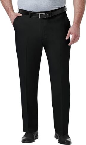 Haggar Men's Premium Comfort Dress Pant Reg. and Big & Tall Sizes, Black, 32W x 32L in Saudi Arabia