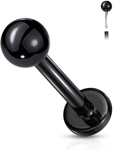 Covet Jewelry Push in Top Ball PVD Over Surgical Steel Threadless Labret, Monroe, Flat Back Stud in Saudi Arabia