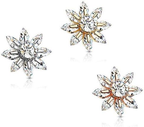 Covet Jewelry Round CZ Centered Marquise CZ Petal Flower Dermal Anchor Top in Saudi Arabia