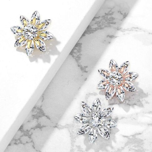 Covet Jewelry Round CZ Centered Marquise CZ Petal Flower Dermal Anchor Top in Saudi Arabia