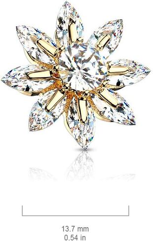 Covet Jewelry Round CZ Centered Marquise CZ Petal Flower Dermal Anchor Top in Saudi Arabia
