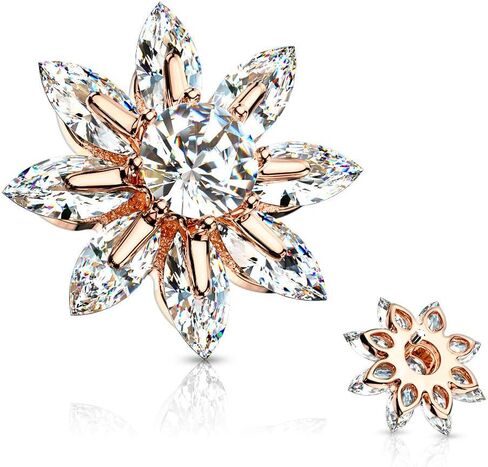 Covet Jewelry Round CZ Centered Marquise CZ Petal Flower Dermal Anchor Top in Saudi Arabia