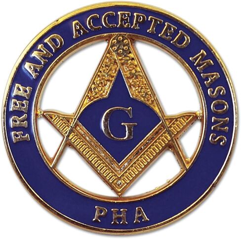 دبوس طية صدر ماسوني دائري بلون ازرق وذهبي من برينس هول (PHA) - قطر 1 انش, 1" Diameter, معدن, ان ايه in Kuwait