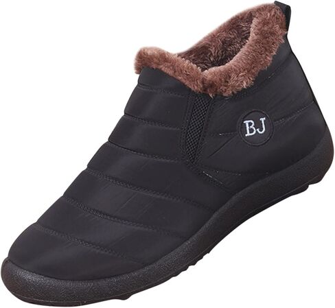 Mens Winter Shoes Waterproof Fur Warm Non-Slip Outdoor Casual Lined Booties Slip on Lined Winter Booties Snow Shoes for Men in Saudi Arabia