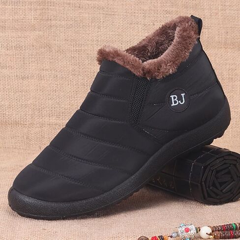 Mens Winter Shoes Waterproof Fur Warm Non-Slip Outdoor Casual Lined Booties Slip on Lined Winter Booties Snow Shoes for Men in Saudi Arabia